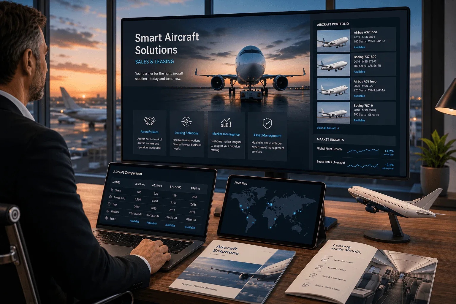 Aircraft sales virtual tours for leasing companies, brokers and aircraft sales presentations