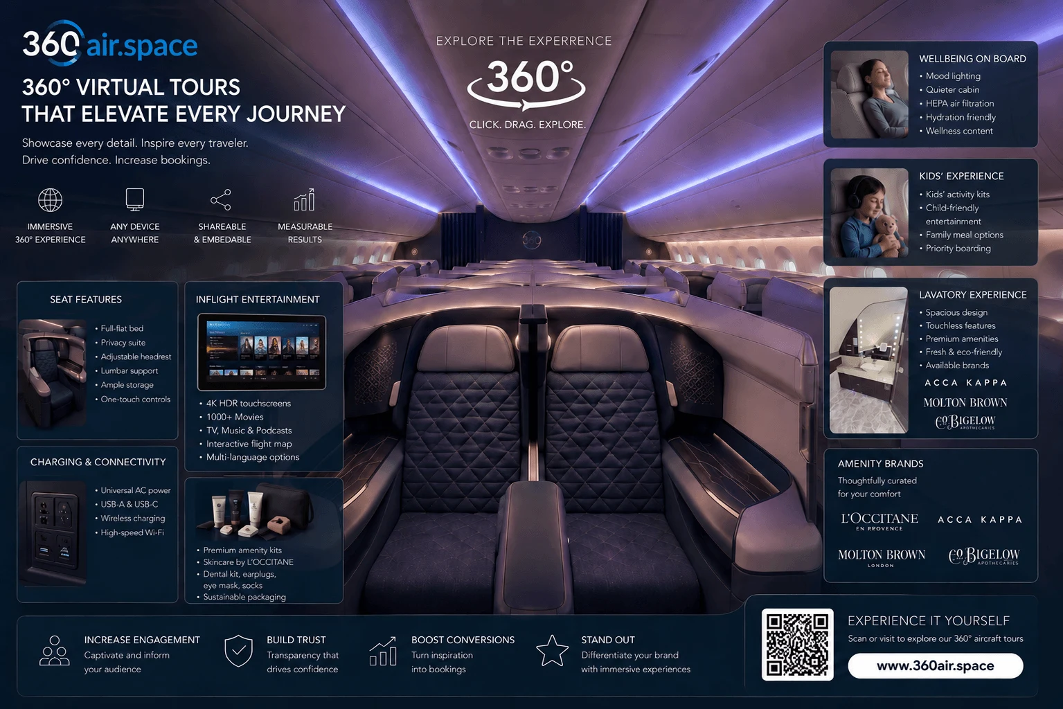Aircraft cabin virtual tour for passenger experience